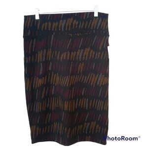 LulaRoe Cassie Black Brush Stroke Print Pencil Skirt Size Large